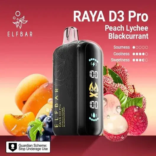 Elf Bar Raya D3 Pro 30 K – Peach Lychee Blackcurrant - Vape Shop Shimla VapeshopShimla